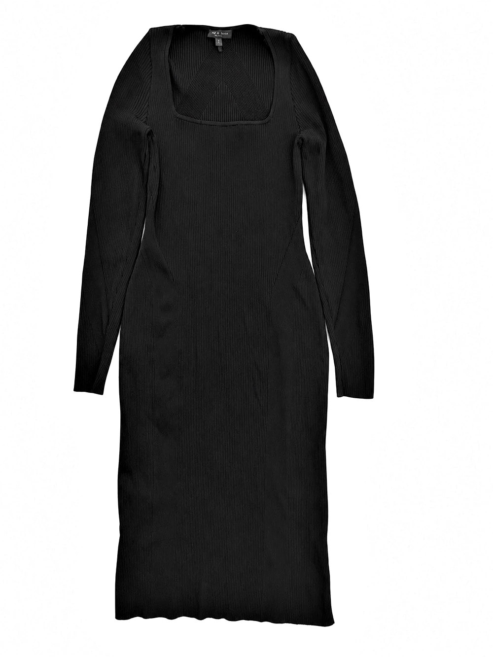 rag & bone Ribbed Midi Dress in Black Size Medium